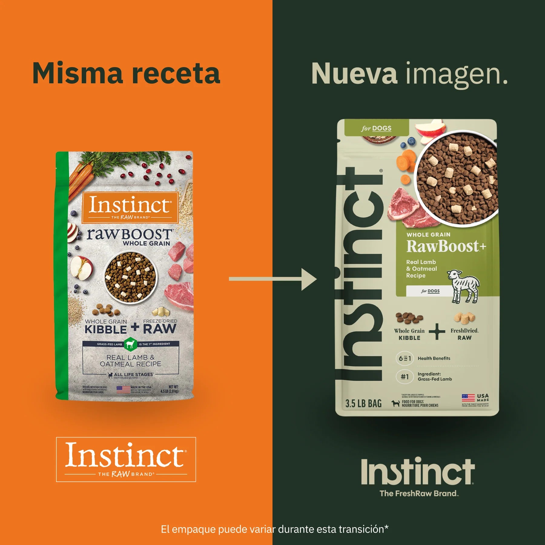 Instinct Raw Boost | Alimento Seco para Perro | Cordero con Granos y Avena