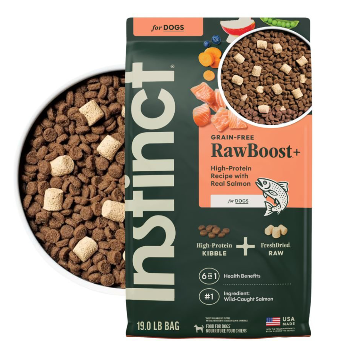 Instinct Raw Boost Alimento Seco para Perro | Receta de Salmón | Sin Cereales