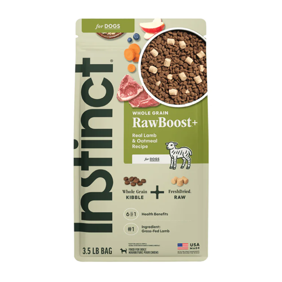 Instinct Raw Boost | Alimento Seco para Perro | Cordero con Granos y Avena
