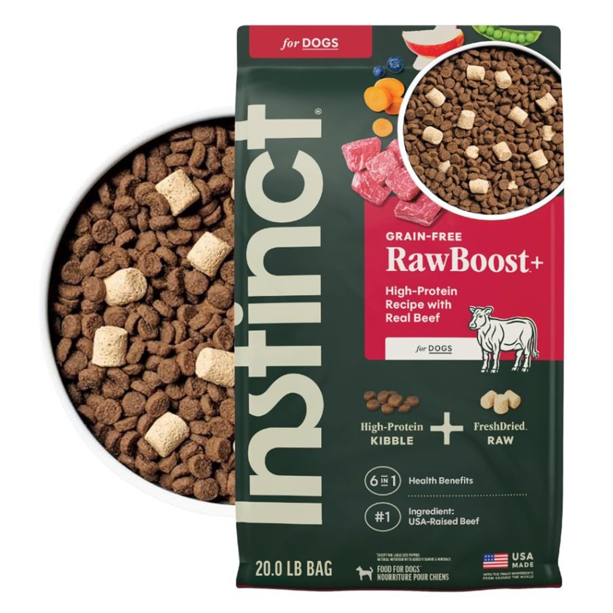 Instinct Raw Boost Alimento Seco para Perro | Reseta de Res | Sin Granos