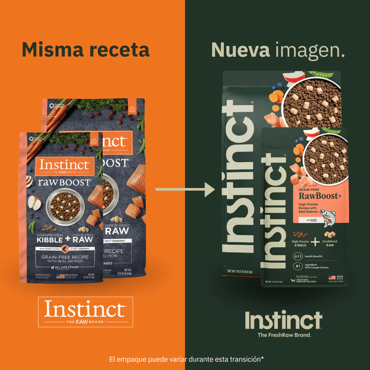 Instinct Raw Boost Alimento Seco para Perro | Receta de Salmón | Sin Cereales