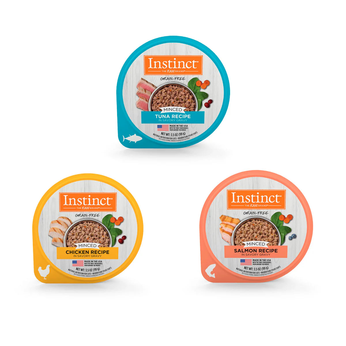 Instinct Original Minced Cups para Gato | Mix de Sabores | Pack con 12 Cups de 85 g