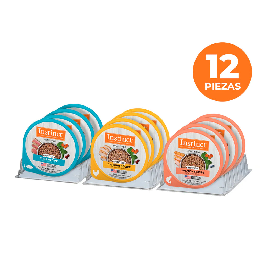 Instinct Original Minced Cups para Gato | Mix de Sabores | Pack con 12 Cups de 85 g